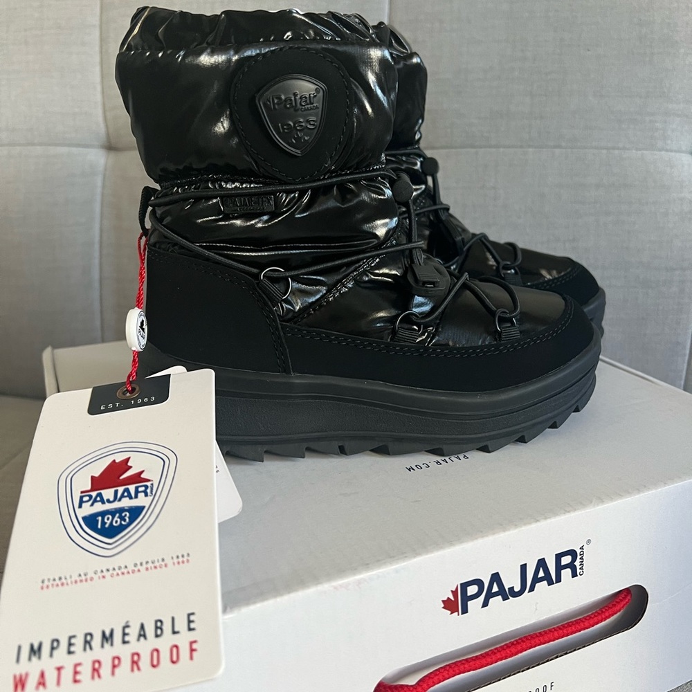 Pajar Canada Taya Kids Black Snow Boots Soze 13 US 31 EU